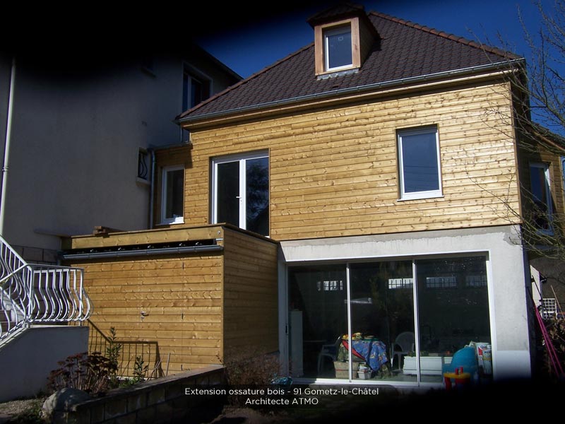 extension en ossature bois d'une maison